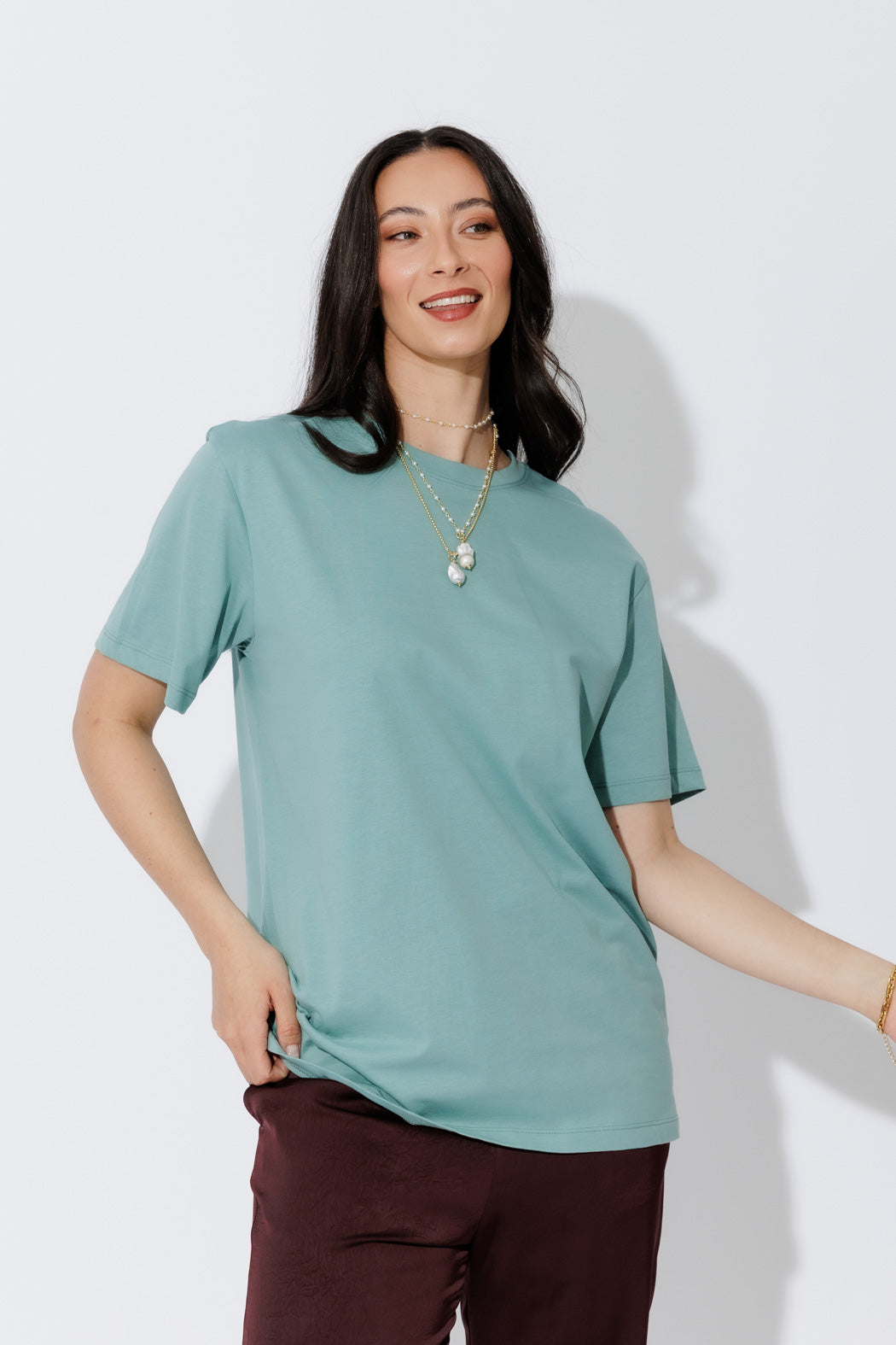 Teal Oversized Crew T-Shirt