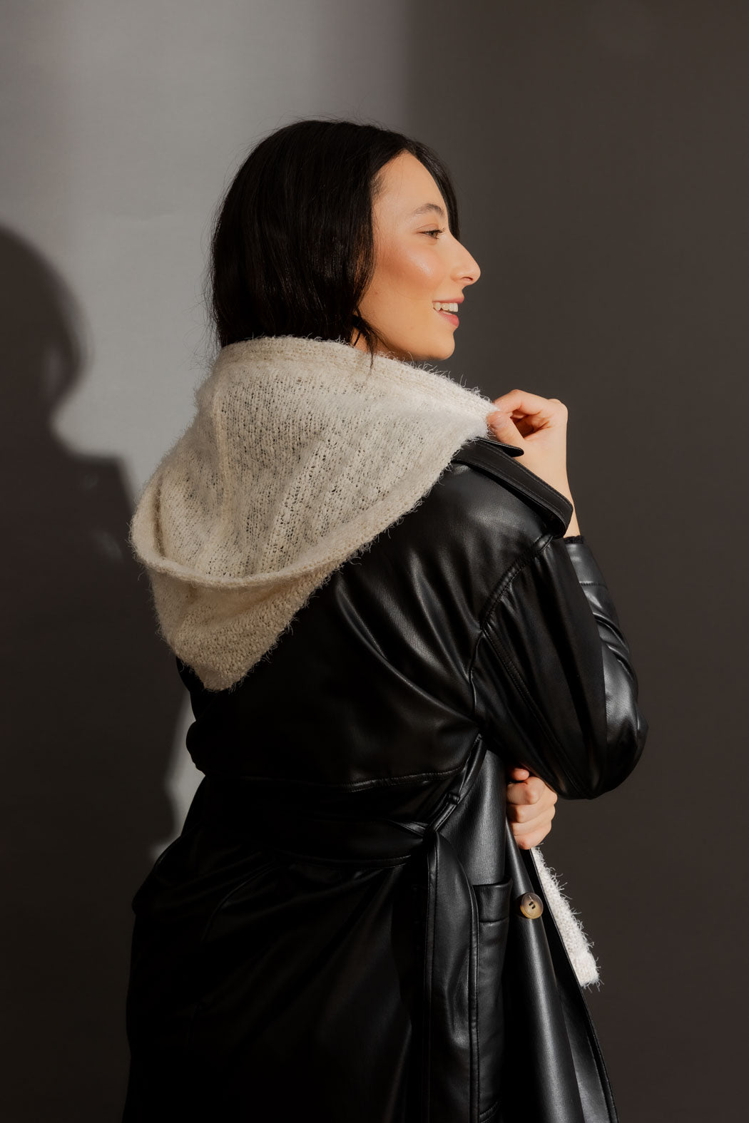 Ivory Fluffy Hoodie Scarf Ivory O/S