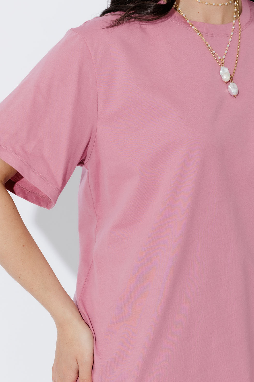 Soft Pink Oversized Crew T-Shirt