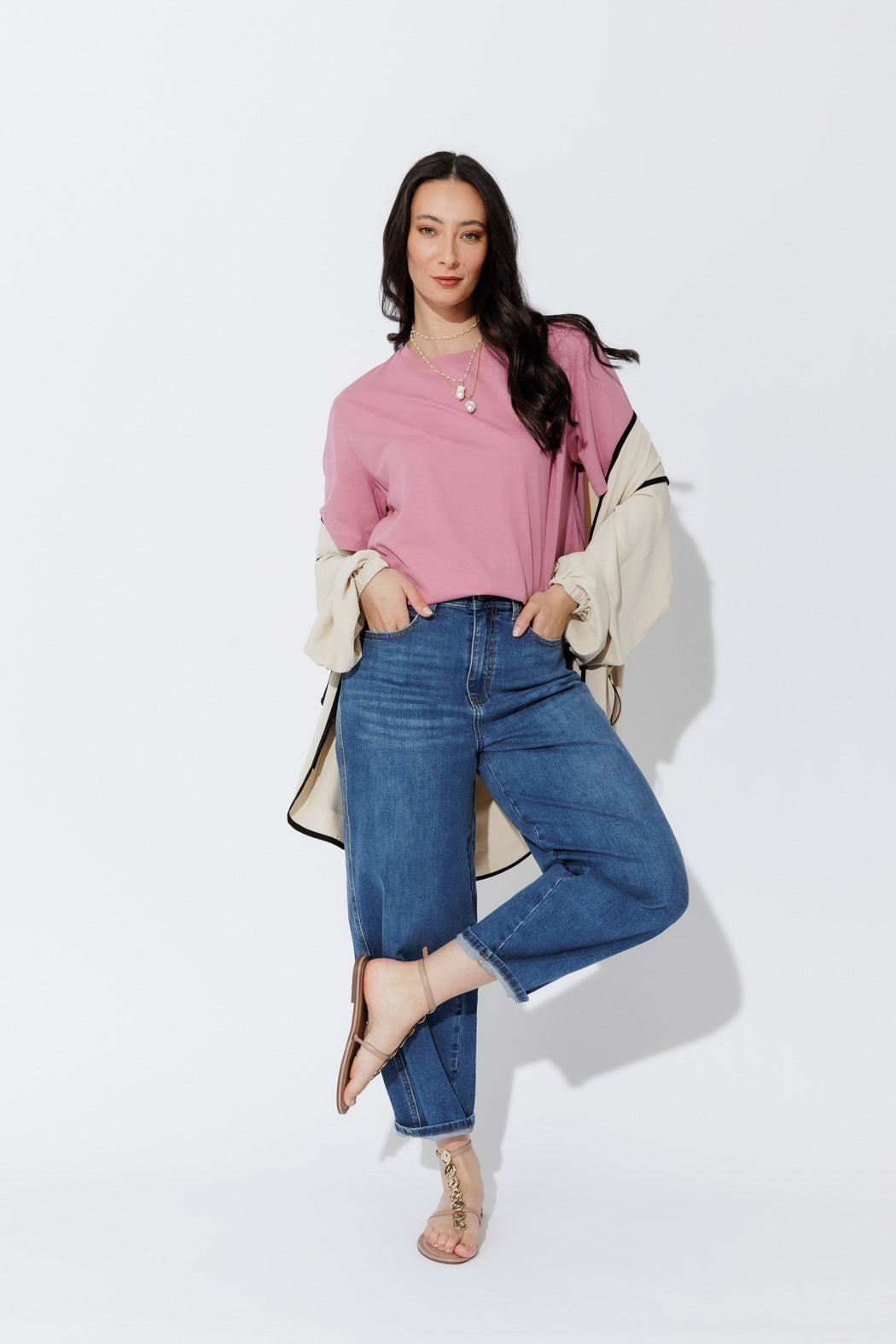 Soft Pink Oversized Crew T-Shirt