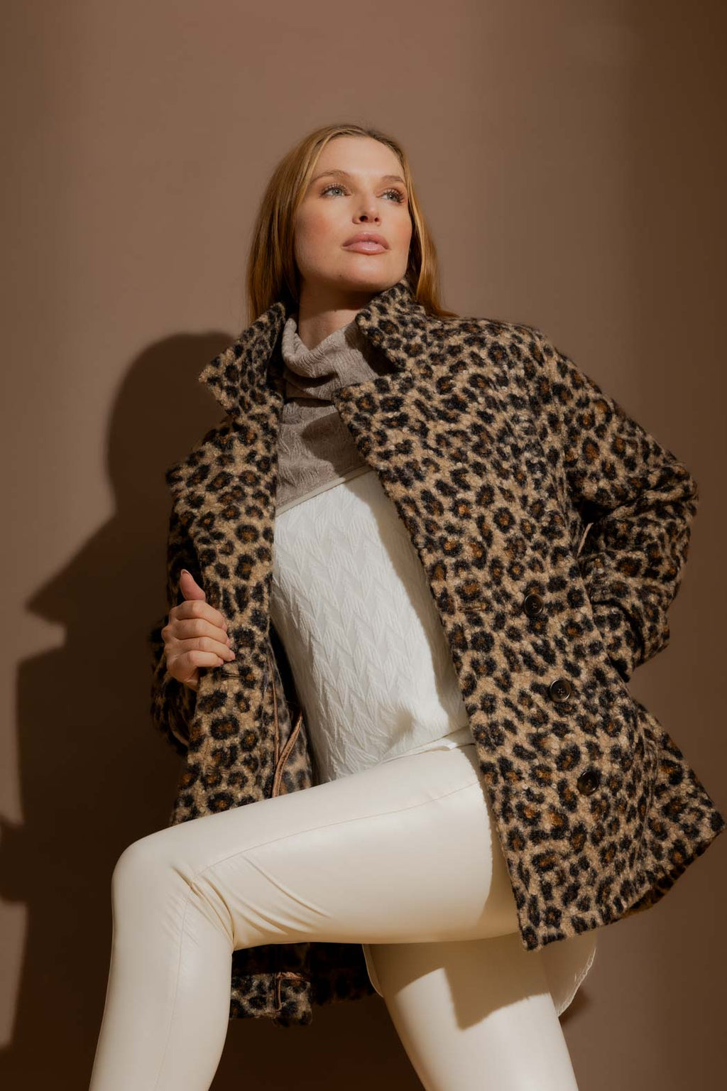 Brown Animal Soft Pea Coat Brown Animal