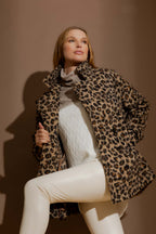Brown Animal Soft Pea Coat Brown Animal