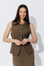 Khaki Round Neck Vest