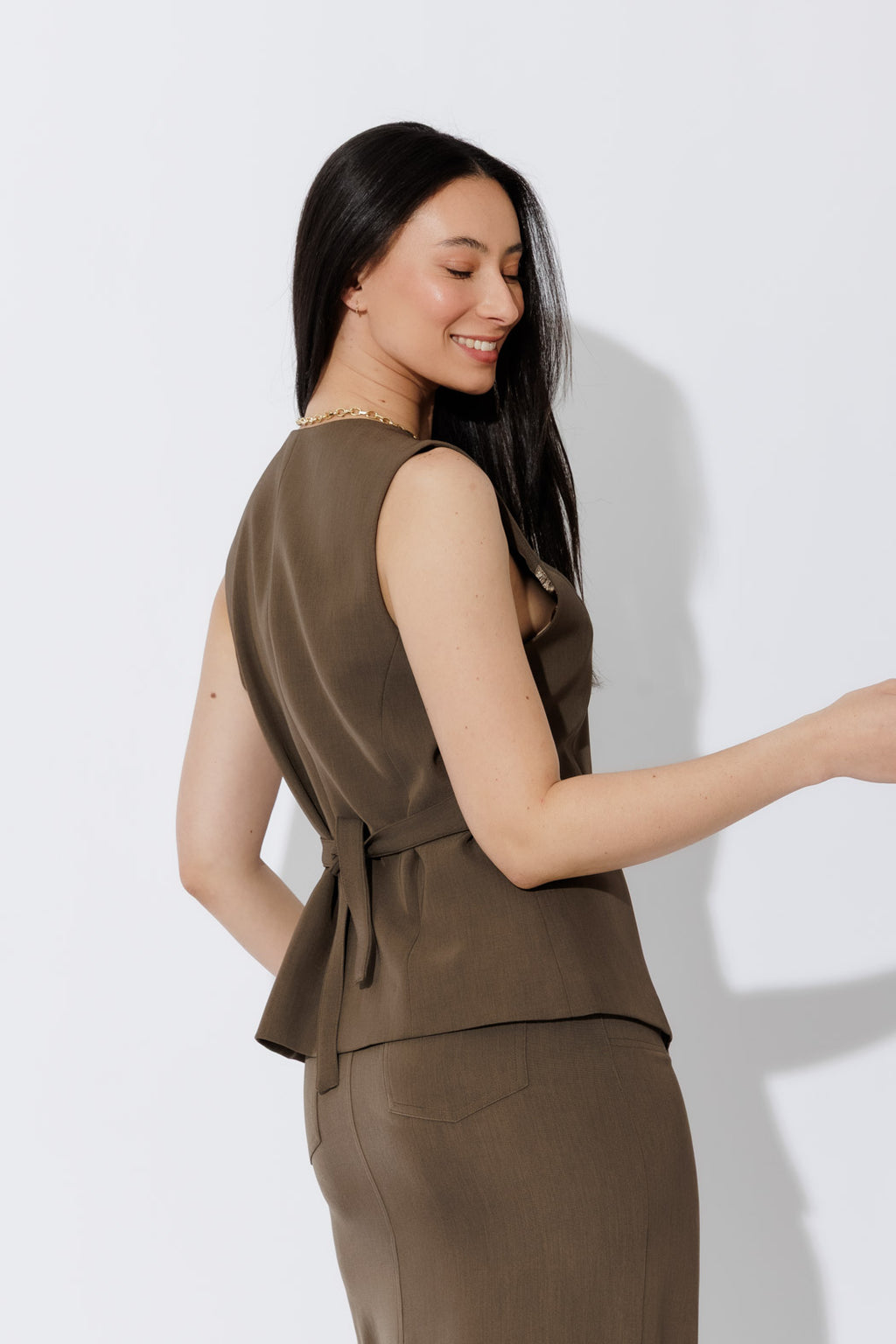 Khaki Round Neck Vest