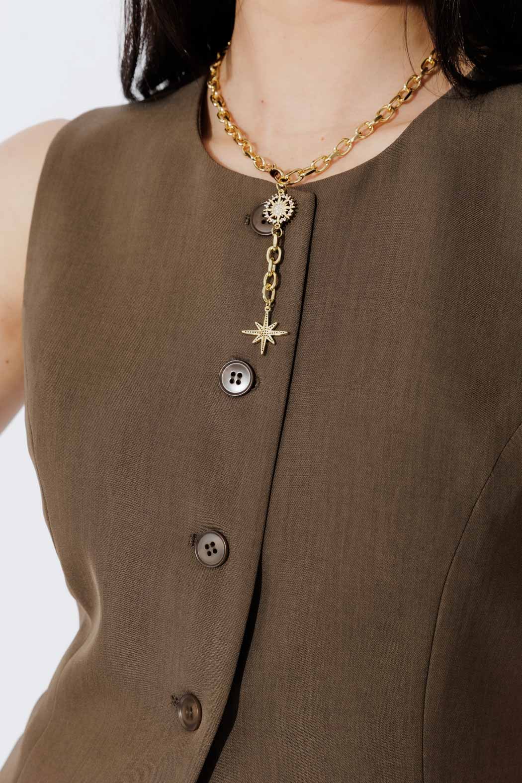 Khaki Round Neck Vest