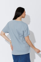 Blue Oversized V-Neck T-Shirt