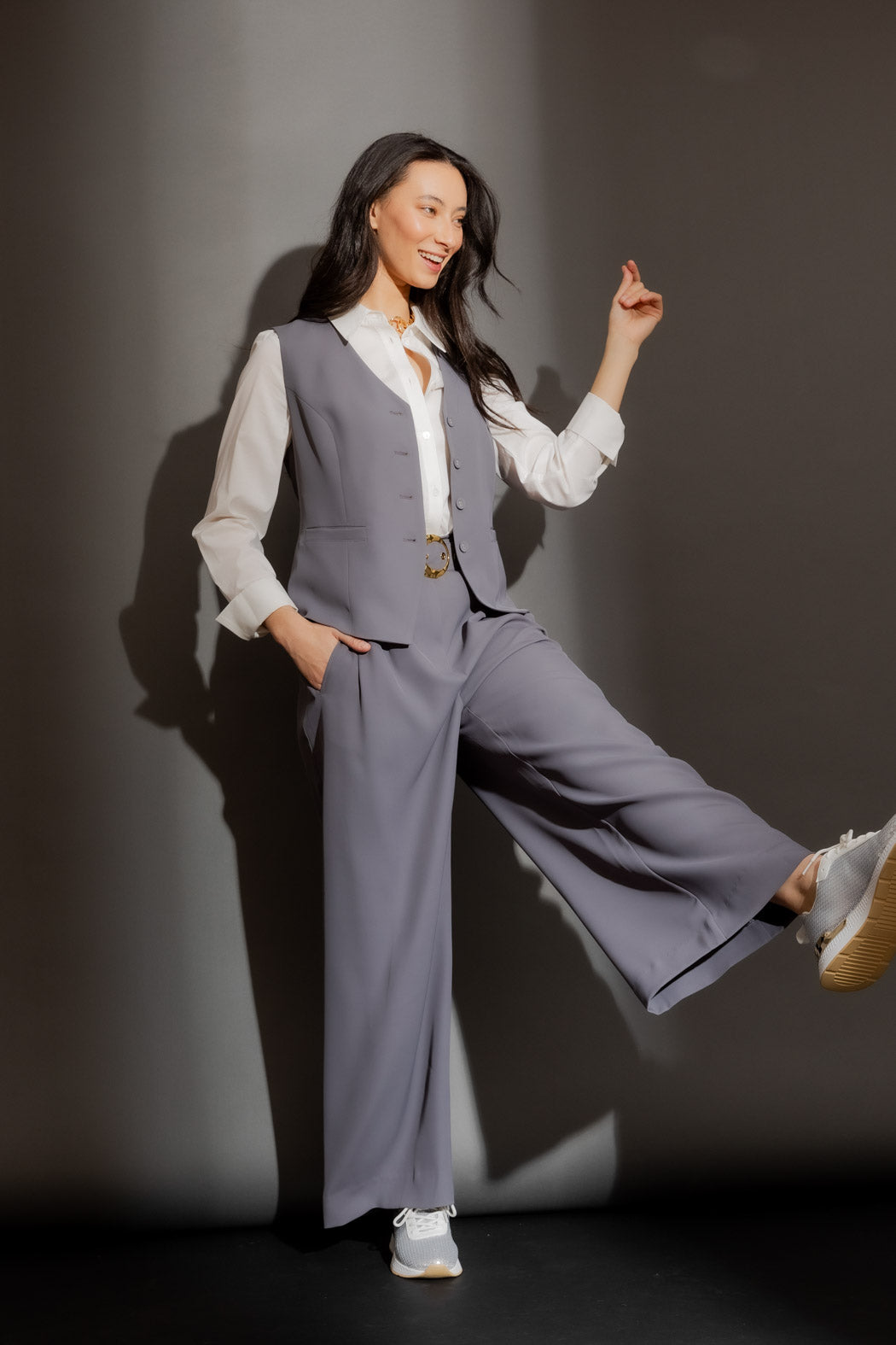 Smoke Euro Lace Up Vest