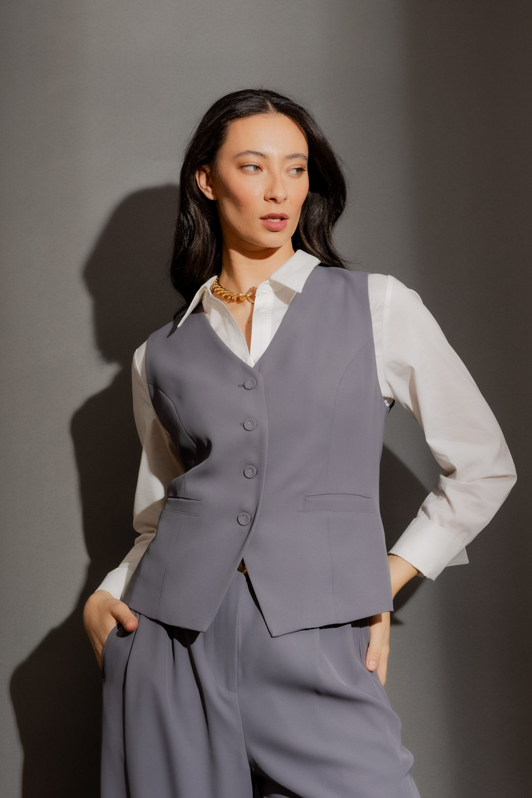 Smoke Euro Lace Up Vest