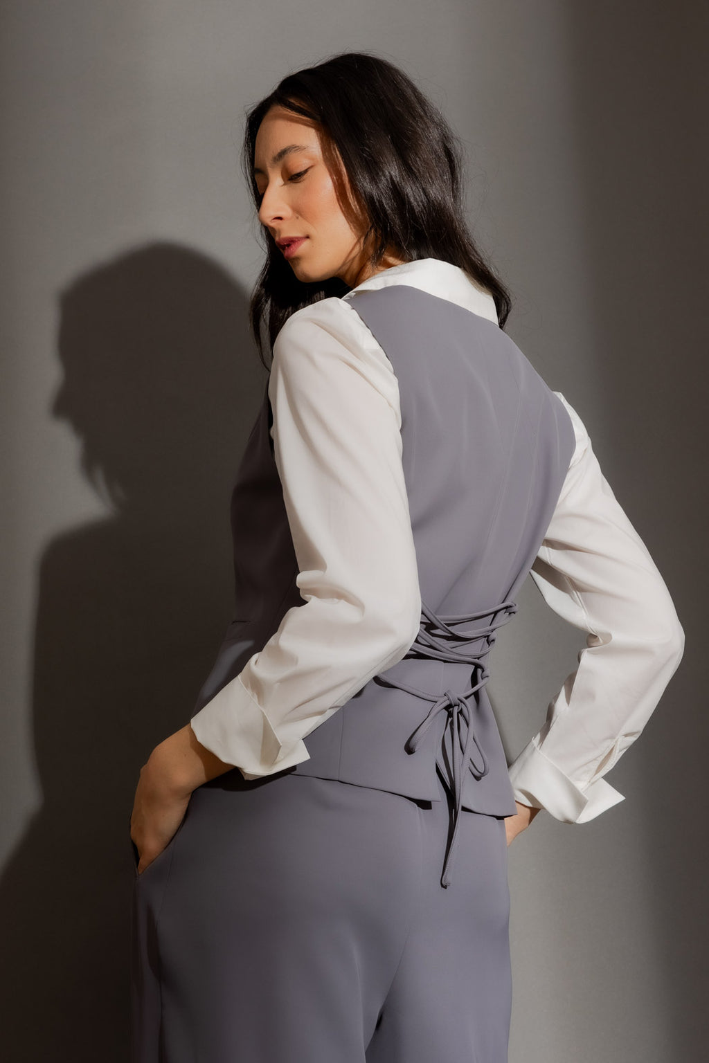 Smoke Euro Lace Up Vest