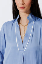 Cornflower Piped Front Blogger Shirt