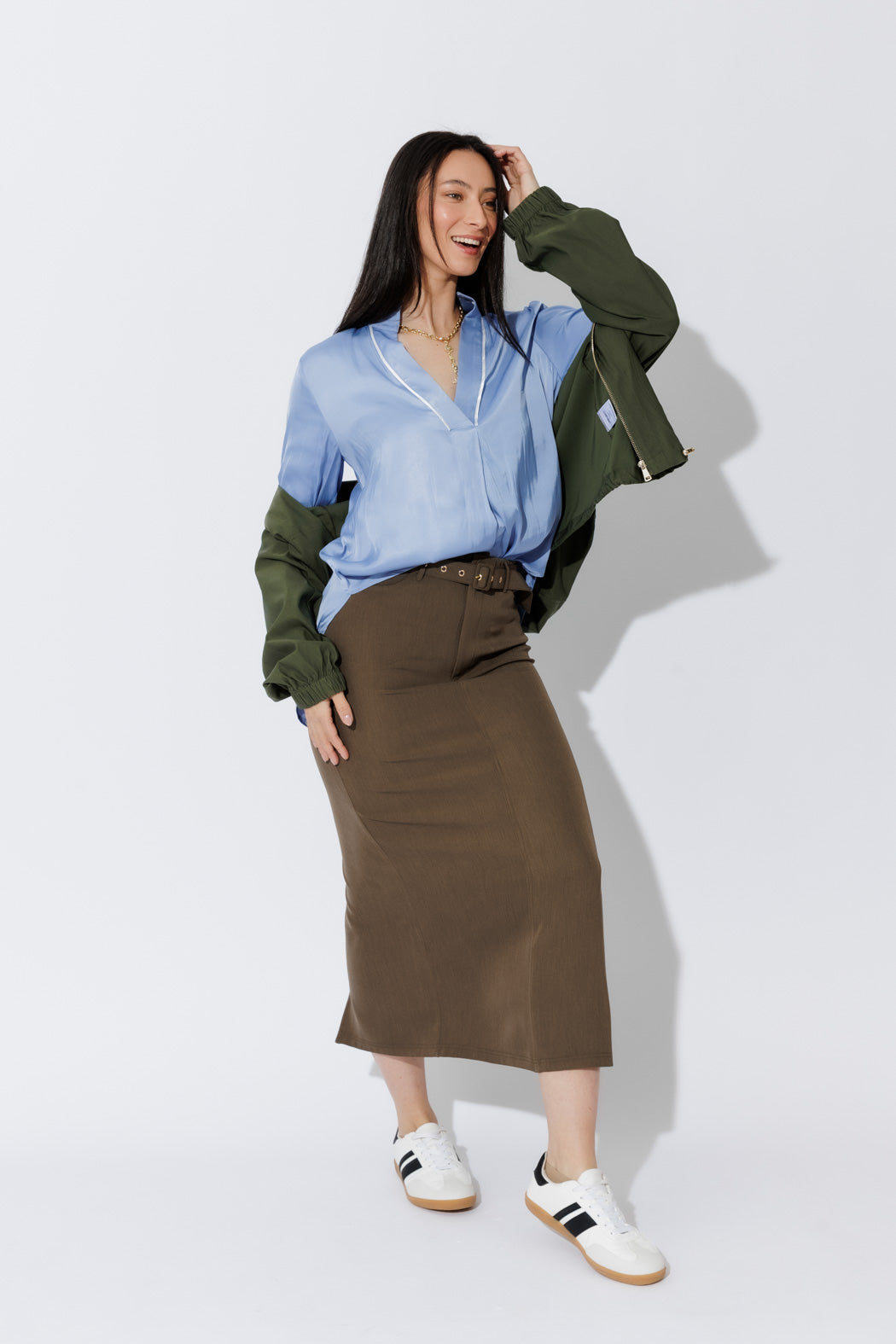 Cornflower Piped Front Blogger Shirt