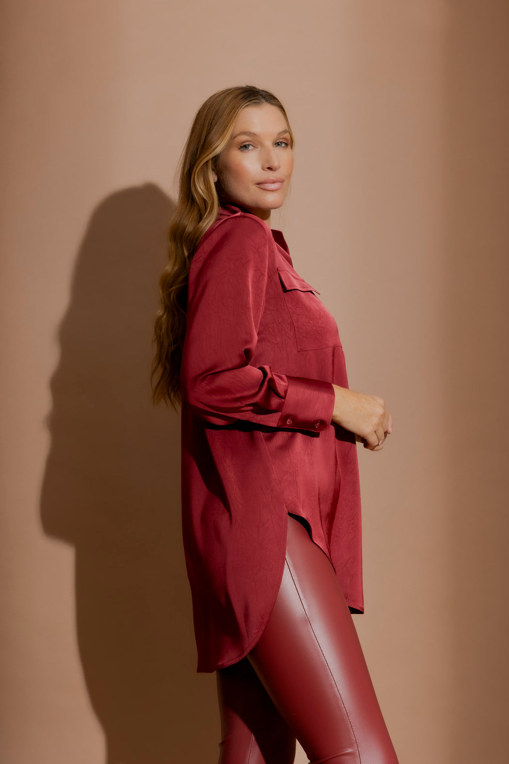 Deep Red Cargo Blogger Shirt Deep Red