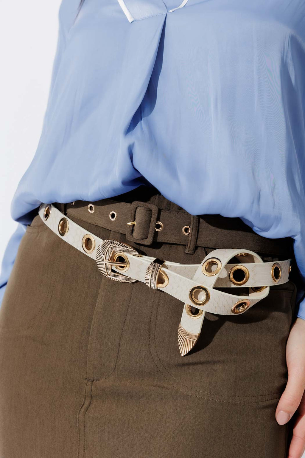 Ivory Eyelet Belt