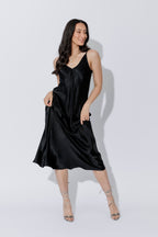 Black Gloss Bias Dress