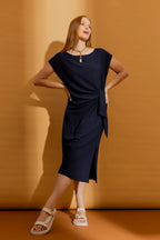 Navy Ripple Harlow Dress