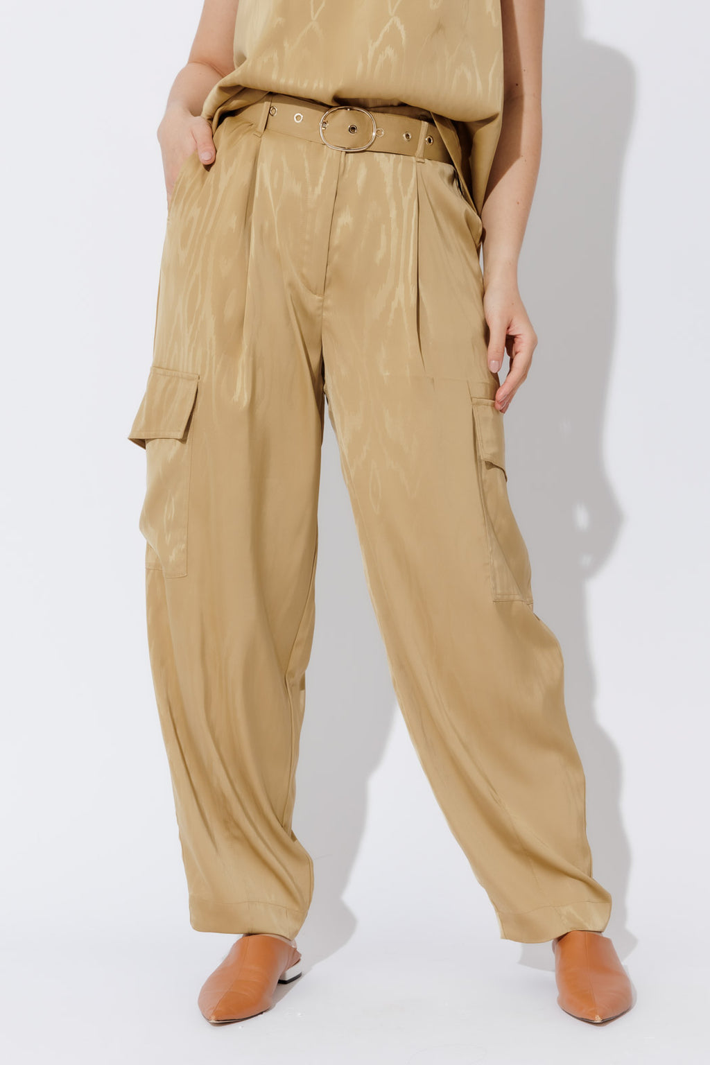 Gold Cargo Barrel Pant