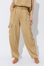 Gold Cargo Barrel Pant