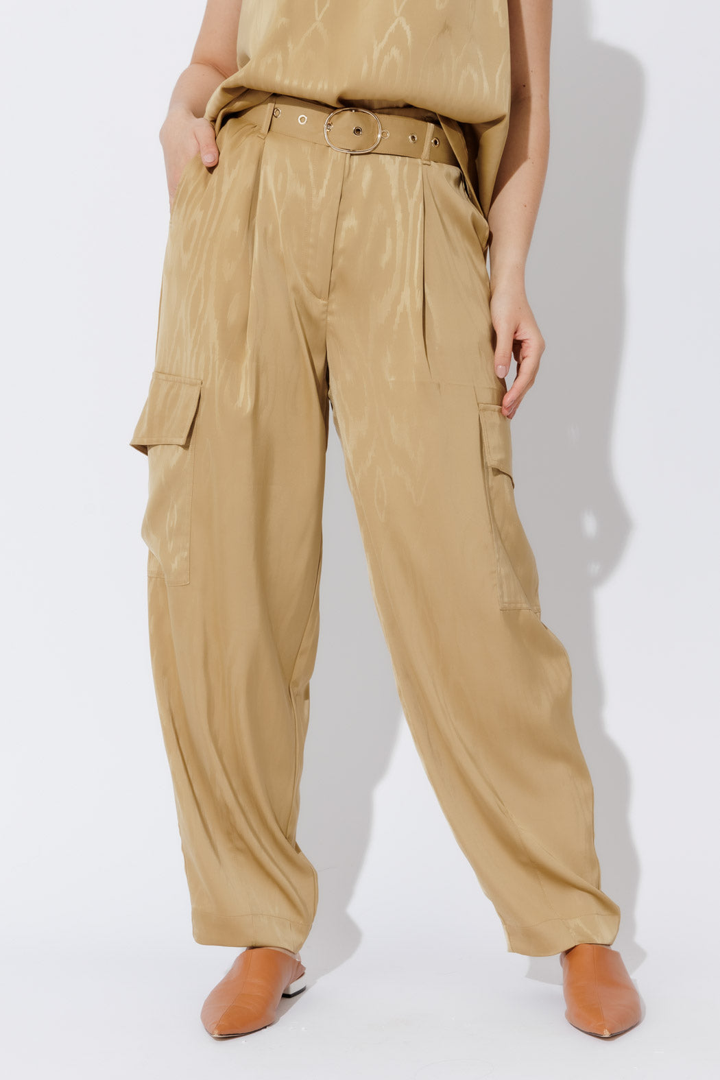 Gold Cargo Barrel Pant
