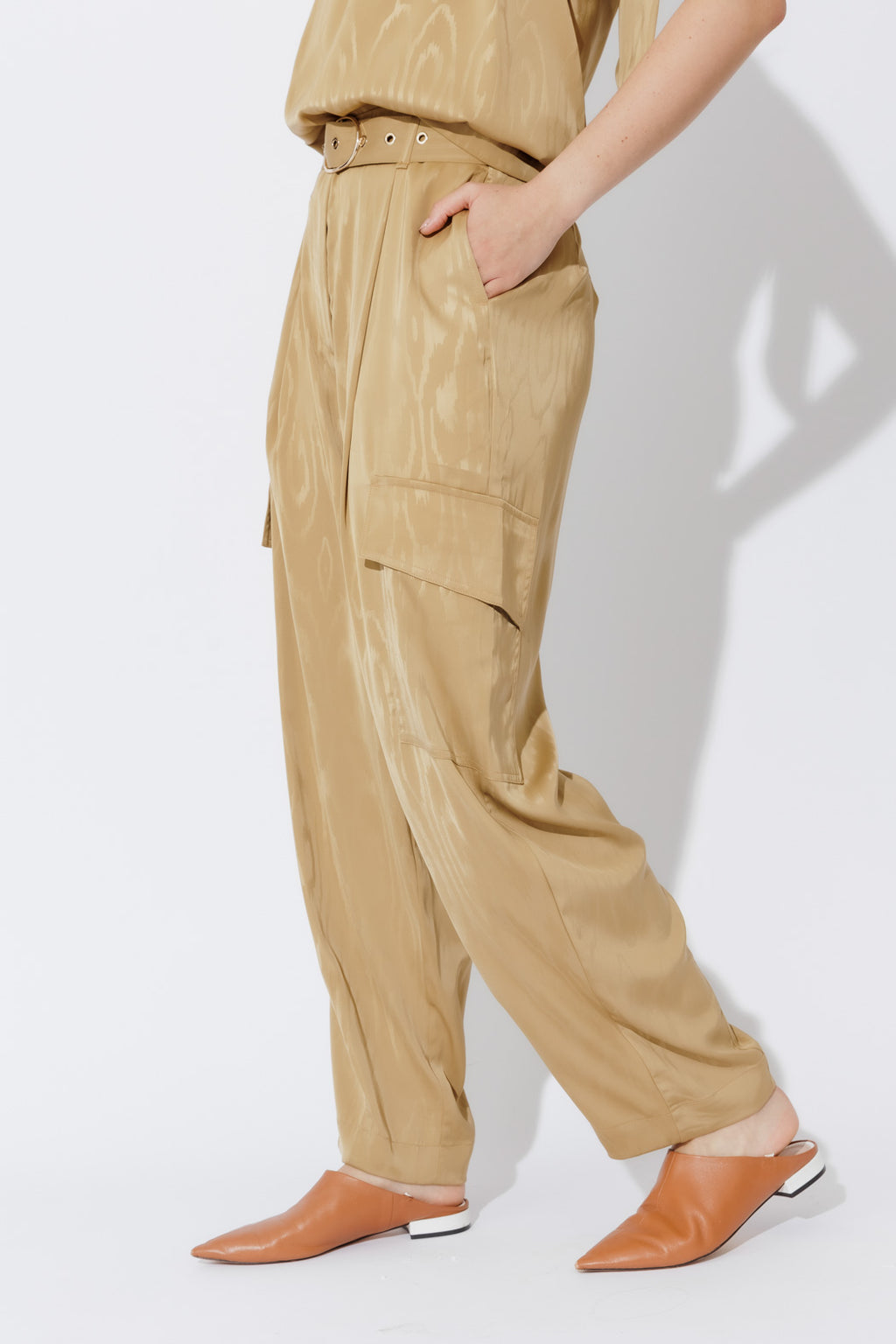 Gold Cargo Barrel Pant