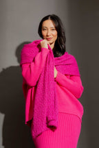 Pink Fluffy Hoodie Scarf Pink O/S