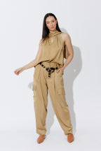 Gold Cargo Barrel Pant