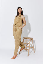 Gold Cargo Barrel Pant