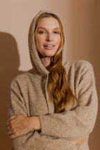 Camel Recycled Yarn Fluffy Hoodie Camel S