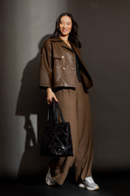 Chocolate Faux Leather Jacket Chocolate S