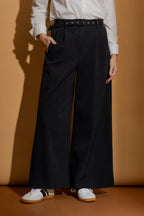 Pinstripe Wide Leg Pant Black Stripe