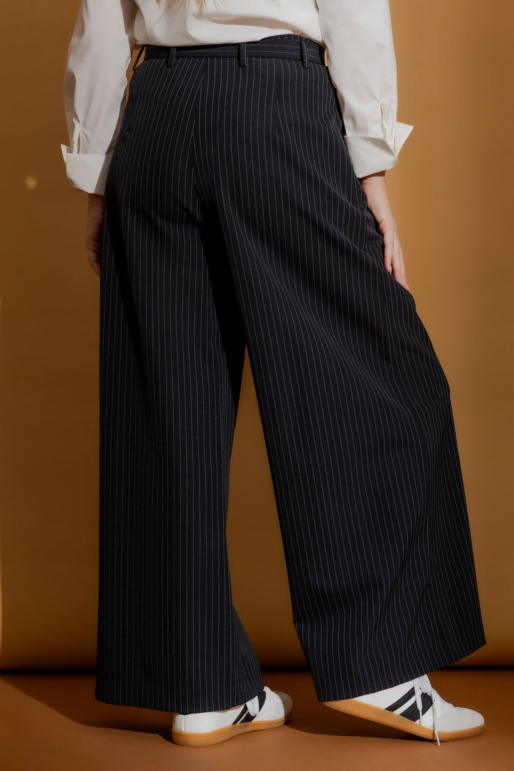 Pinstripe Wide Leg Pant Black Stripe