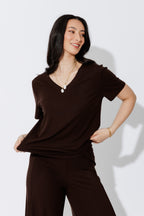 Chocolate Tencel V-Neck T-Shirt