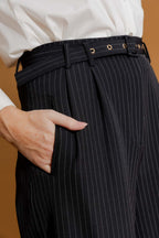 Pinstripe Wide Leg Pant Black Stripe
