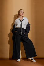 Pinstripe Wide Leg Pant Black Stripe