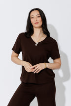 Chocolate Tencel V-Neck T-Shirt
