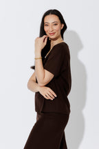 Black Tencel V-Neck T-Shirt