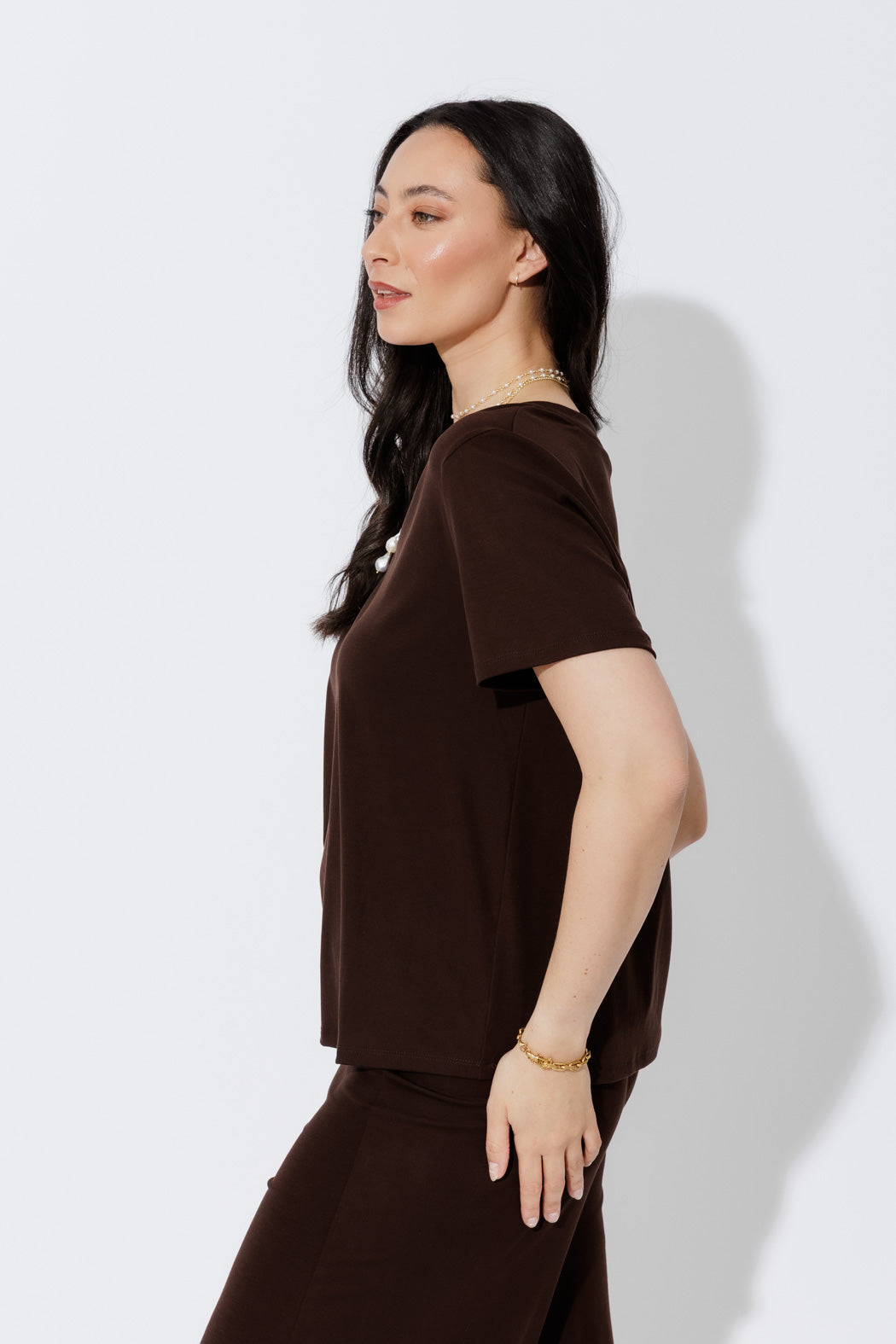 Chocolate Tencel V-Neck T-Shirt