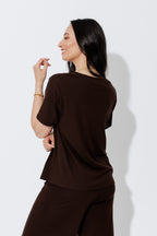 Black Tencel V-Neck T-Shirt