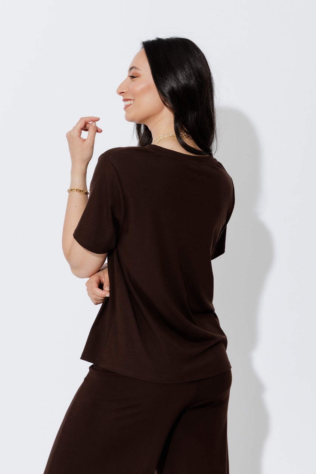 Black Tencel V-Neck T-Shirt