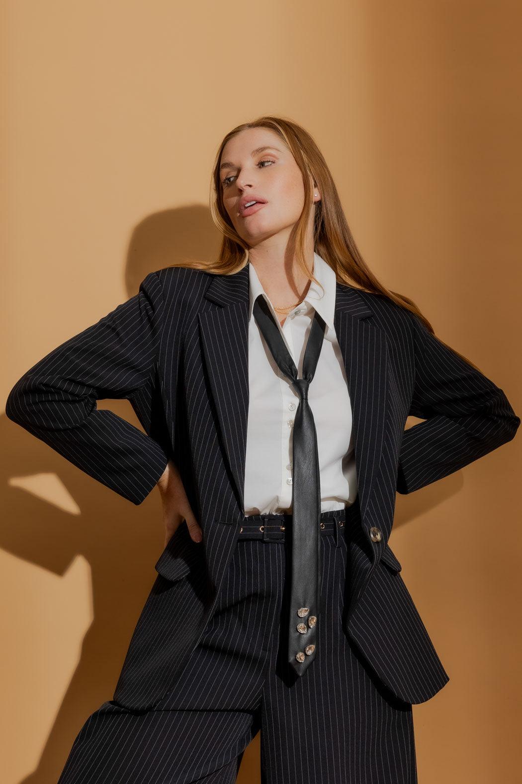 Pinstripe Oversized Blazer Black Stripe