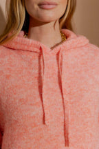 Coral Recycled Yarn Fluffy Hoodie Coral S