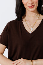 Black Tencel V-Neck T-Shirt