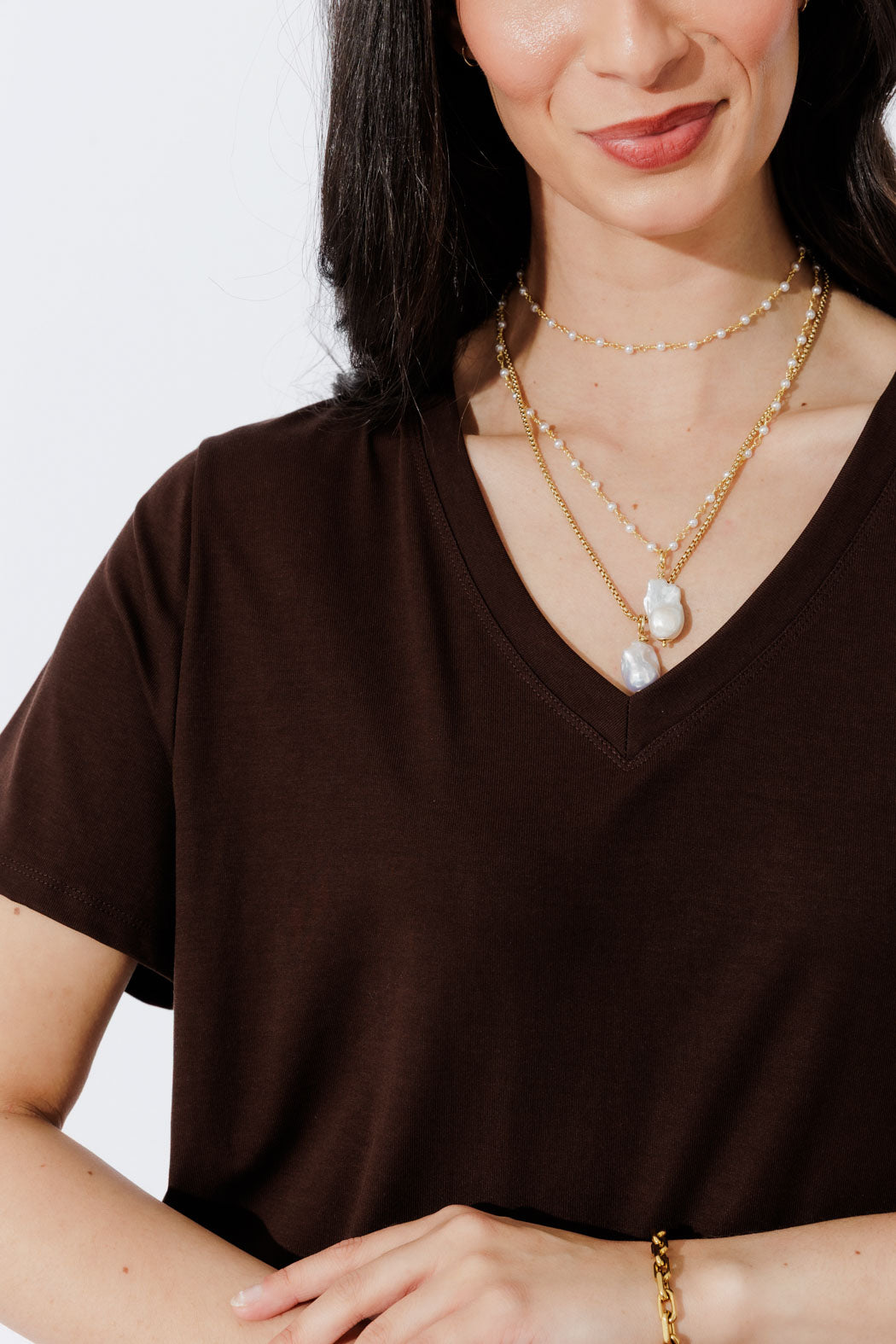 Black Tencel V-Neck T-Shirt