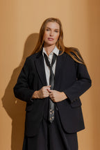 Pinstripe Oversized Blazer Black Stripe