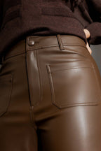 Chocolate Faux Leather Wide Leg Pant