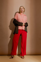 Coral Recycled Yarn Fluffy Hoodie Coral S