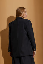 Pinstripe Oversized Blazer Black Stripe