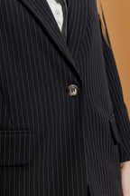 Pinstripe Oversized Blazer Black Stripe