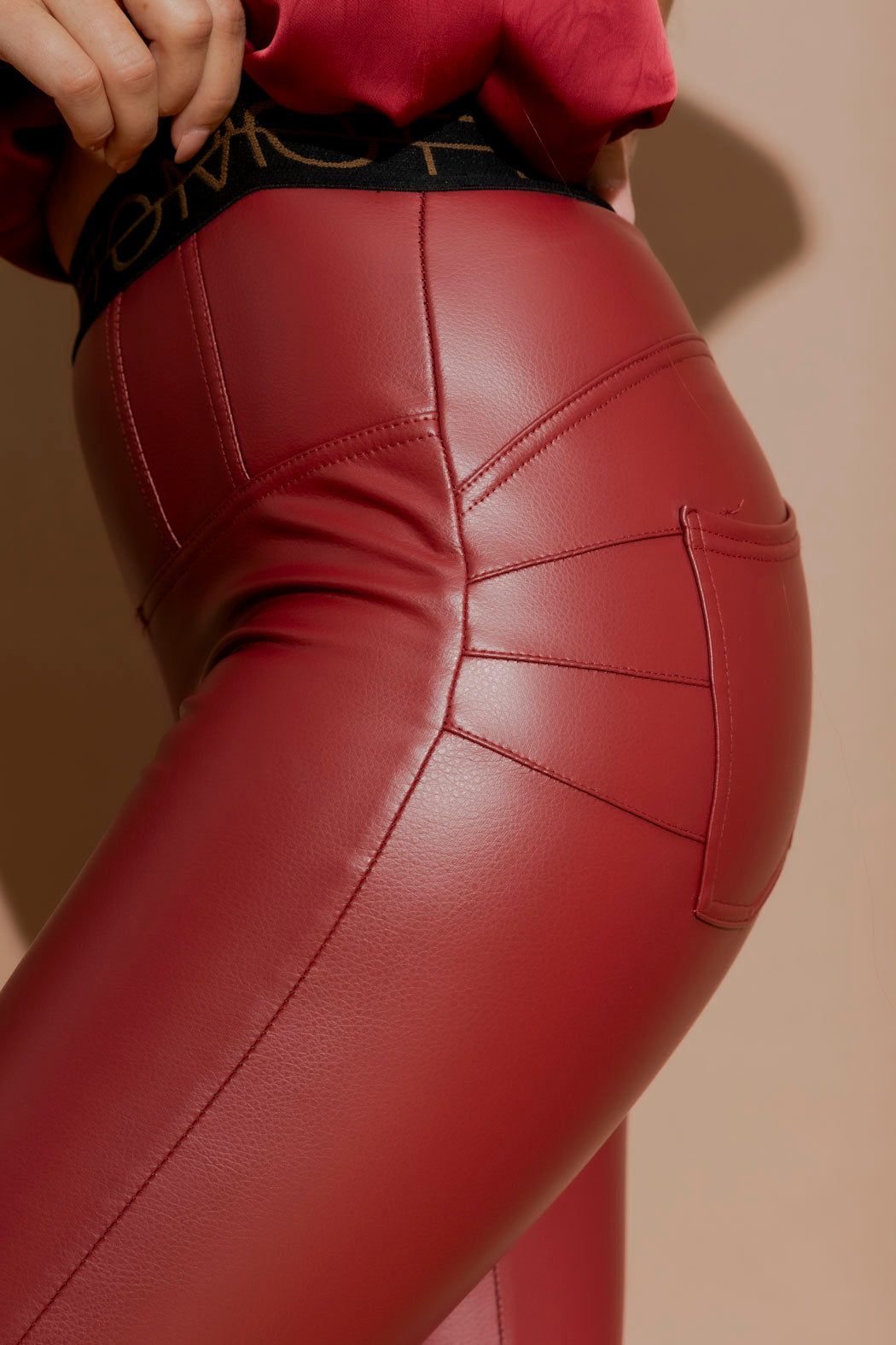 Deep Red Croc Coated Miracle Pant