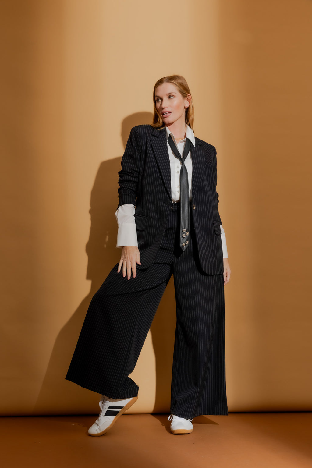 Pinstripe Oversized Blazer Black Stripe