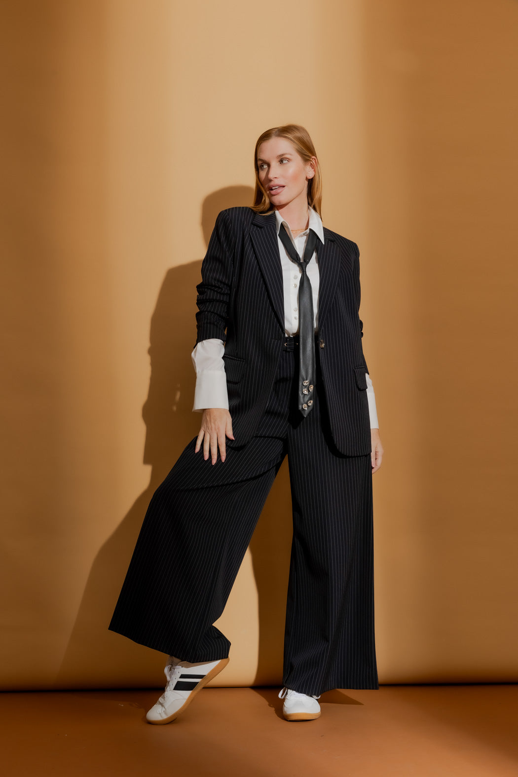 Pinstripe Oversized Blazer Black Stripe